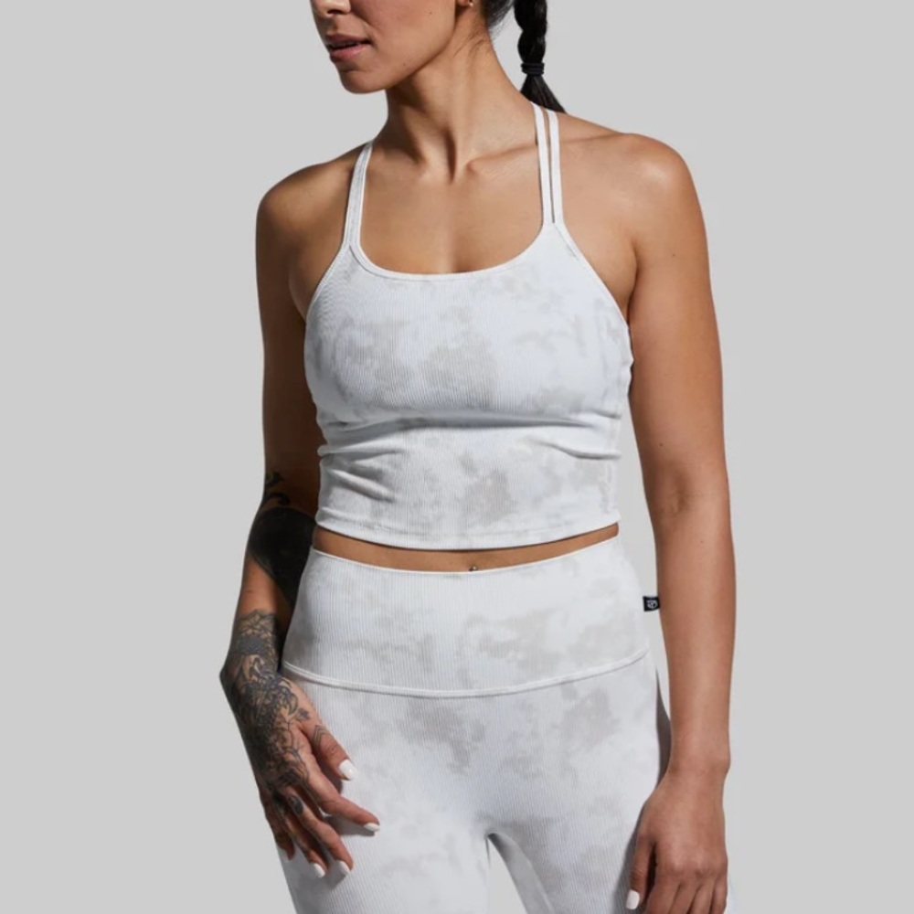 Born Primitive Limitless Sports Bra Cloud Dye XS White Cropped Tank Top NWT